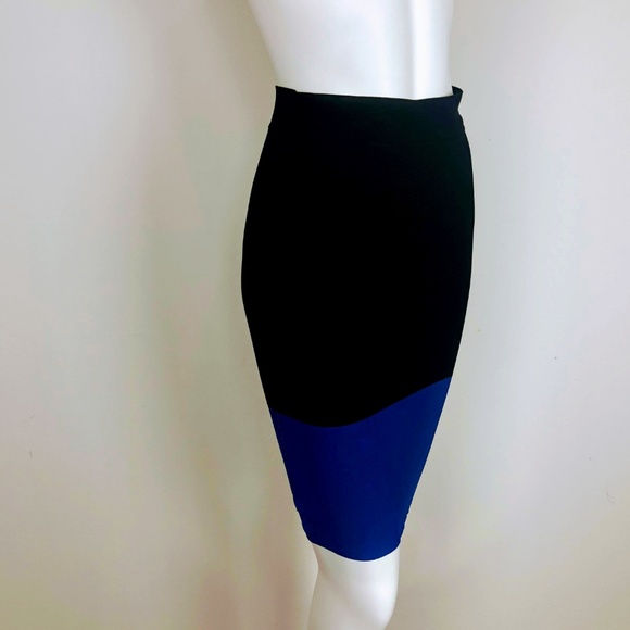 BCBGMaxAzria Joelle Colorblock Blue Bandage Skirt - Picture 6 of 8